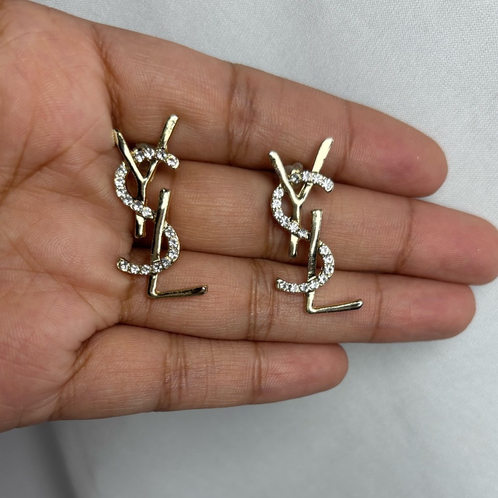Gold and Rhinestone Earrings New!
